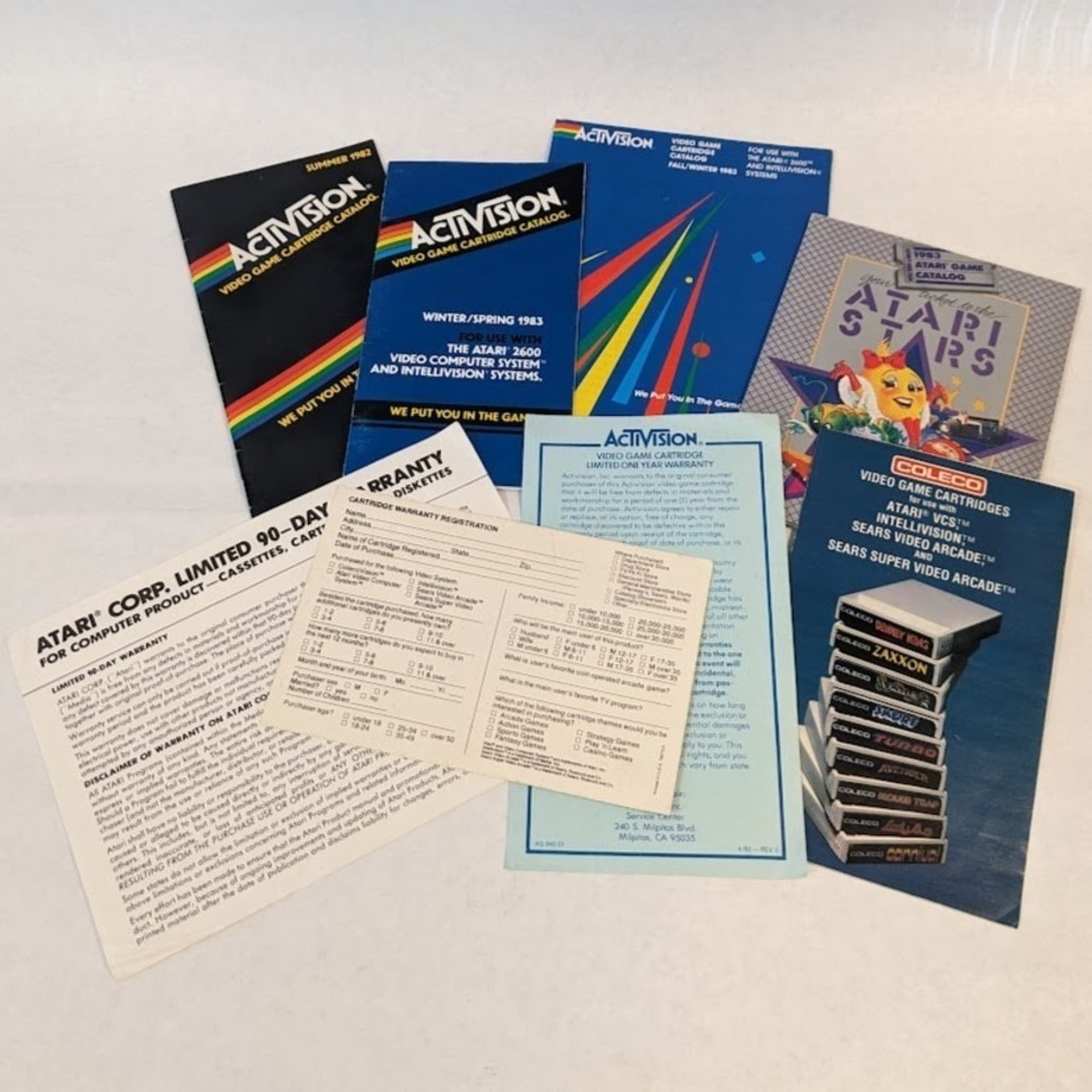 Vintage Atari Video Game Cartridge Mini Product Catalog Game Insert Lot 1982-83